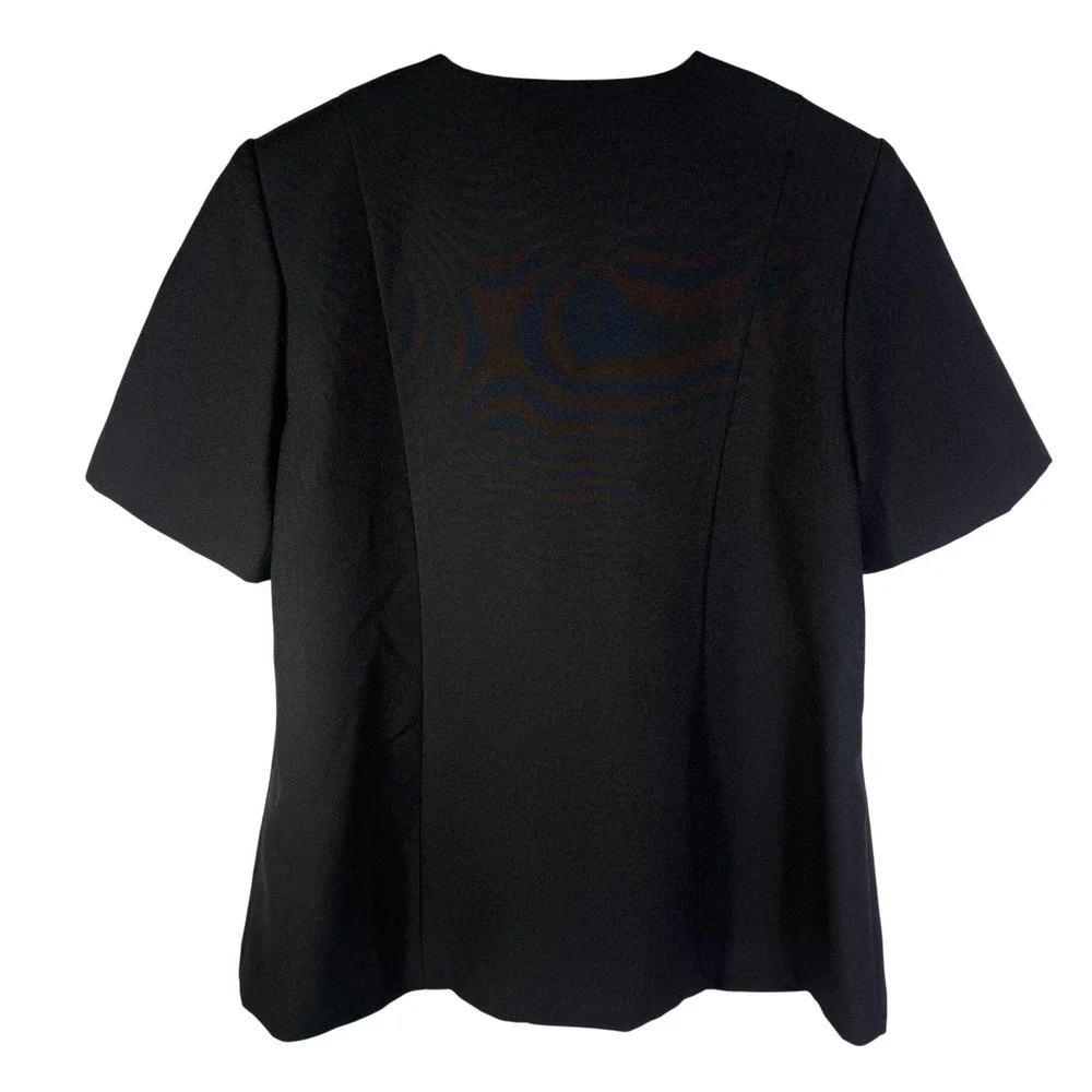 Vintage Pride & Joy Womens Black Short Sleeve Button Front Blouse Size 16 - Picture 2 of 6